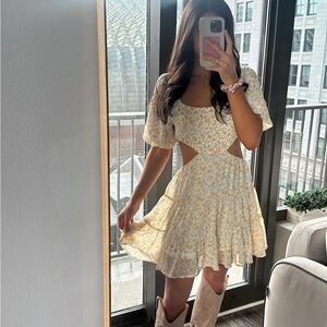 Chic Floral Cutout Mini Dress